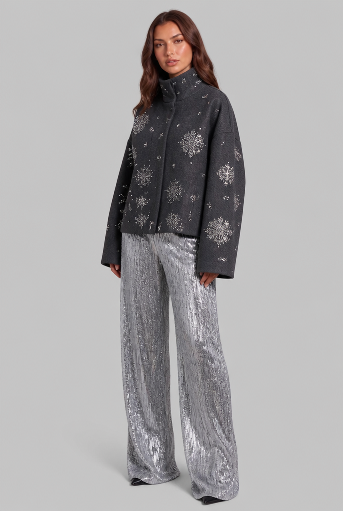 Cropped Jacket with Sequin Detail Audrey Calvero