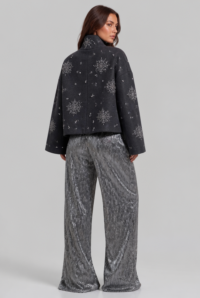 Cropped Jacket with Sequin Detail Audrey Calvero