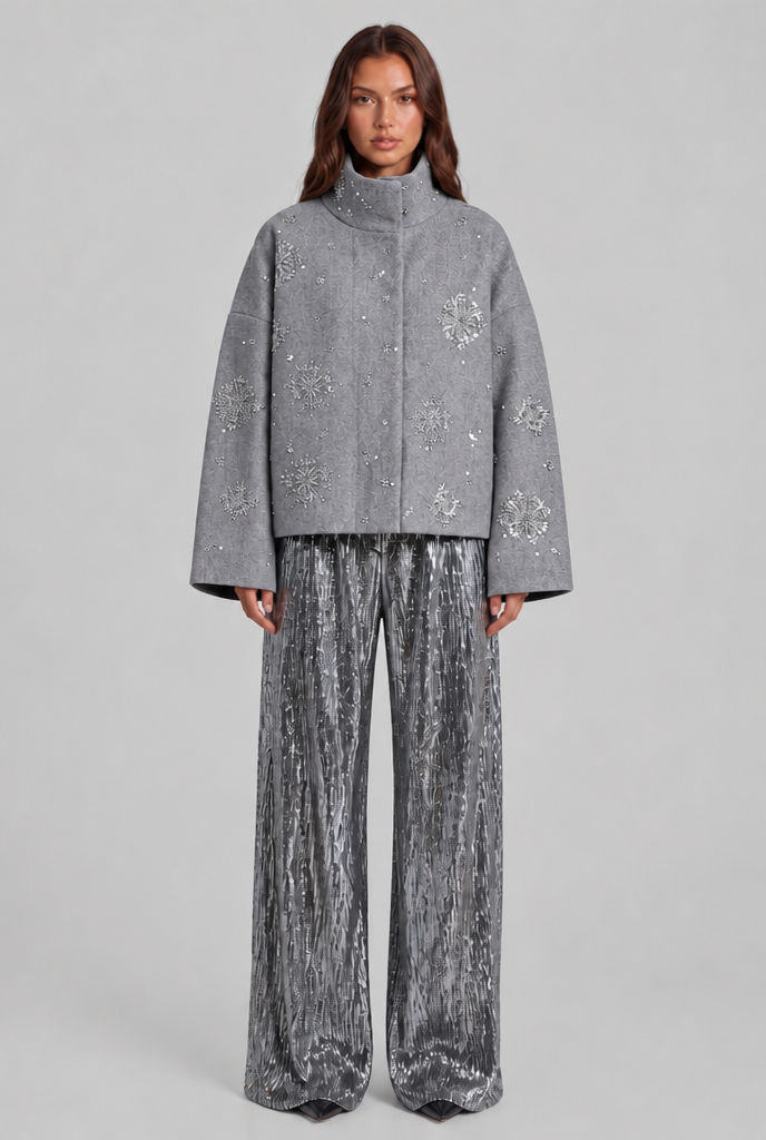 Cropped Jacket with Sequin Detail Audrey Calvero