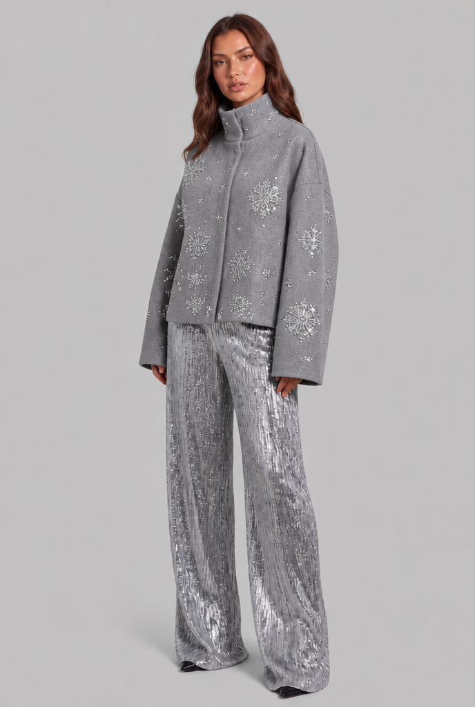 Cropped Jacket with Sequin Detail Audrey Calvero