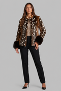 Faux Fur Jacket with Contrast Cuffs Audrey Calvero