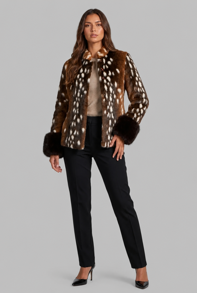 Faux Fur Jacket with Contrast Cuffs Audrey Calvero