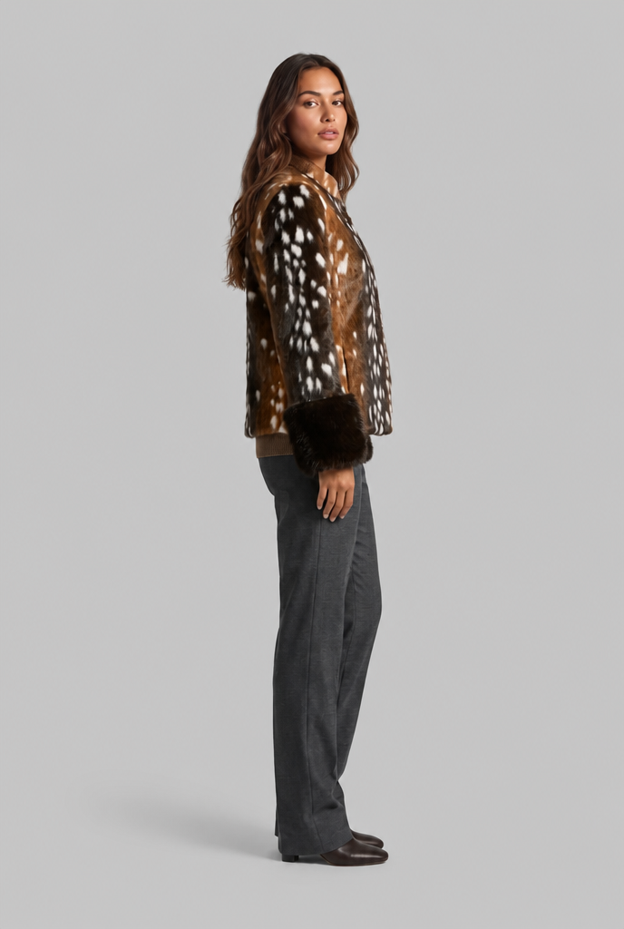 Faux Fur Jacket with Contrast Cuffs Audrey Calvero