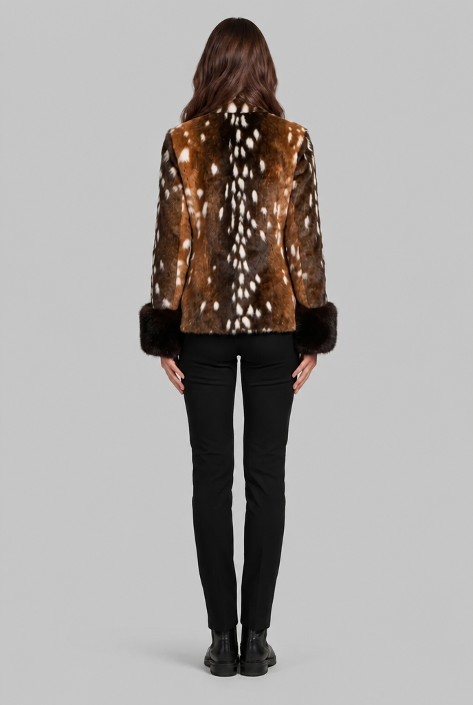 Faux Fur Jacket with Contrast Cuffs Audrey Calvero