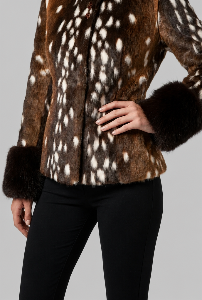 Faux Fur Jacket with Contrast Cuffs Audrey Calvero