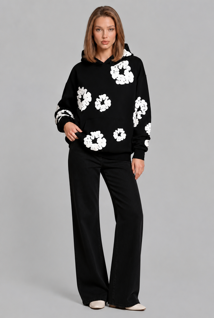 Oversized Floral Print Pullover Hoodie Audrey Calvero