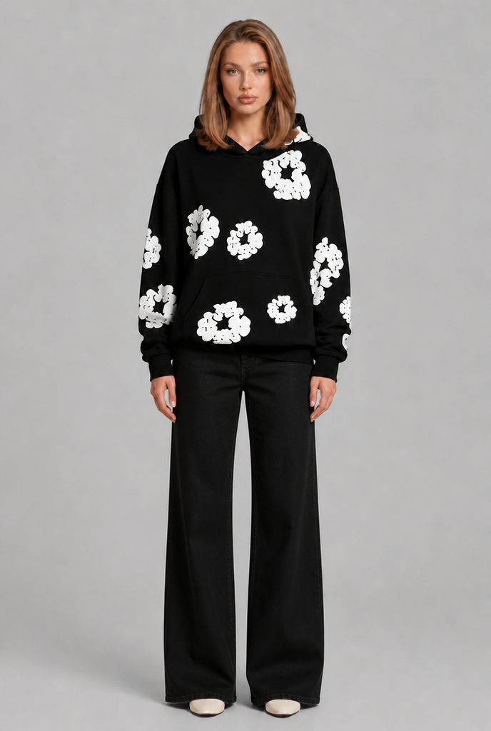 Oversized Floral Print Pullover Hoodie Audrey Calvero