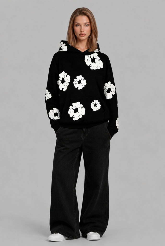 Oversized Floral Print Pullover Hoodie Audrey Calvero