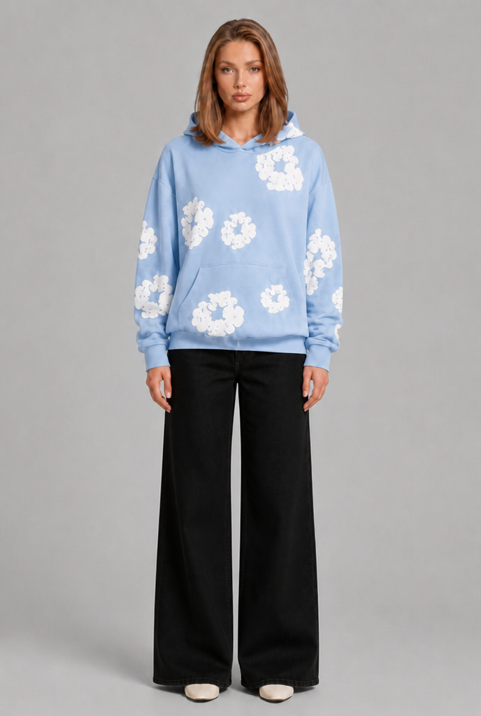 Oversized Floral Print Pullover Hoodie Audrey Calvero