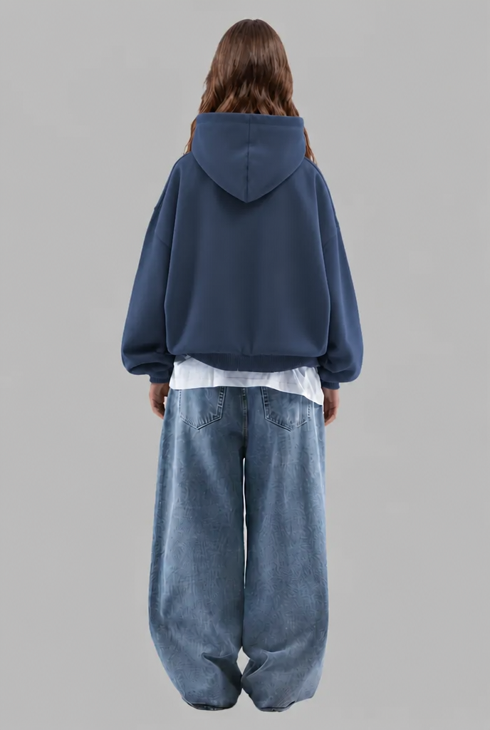 Oversized Embossed Logo Pullover Hoodie Audrey Calvero