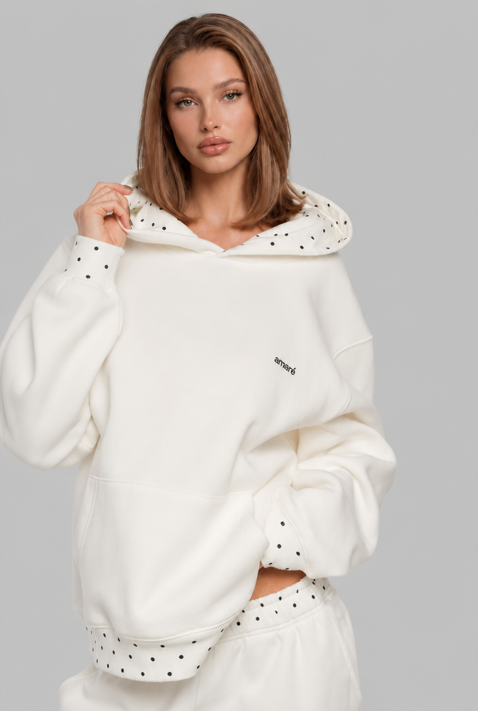 Polka Dot Detail Hoodie Audrey Calvero
