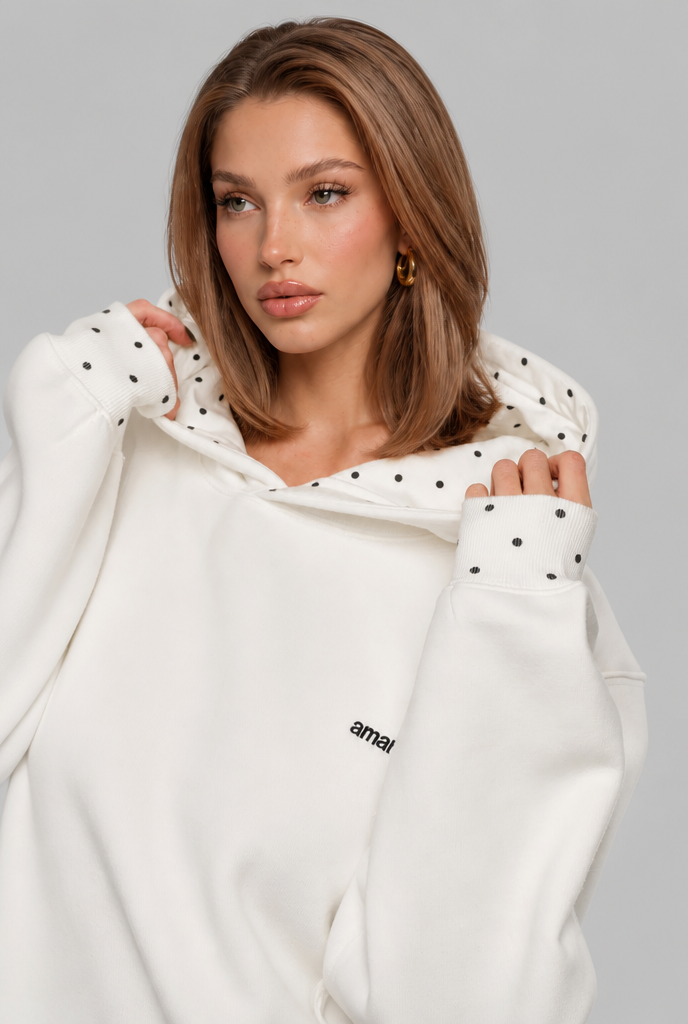 Polka Dot Detail Hoodie Audrey Calvero