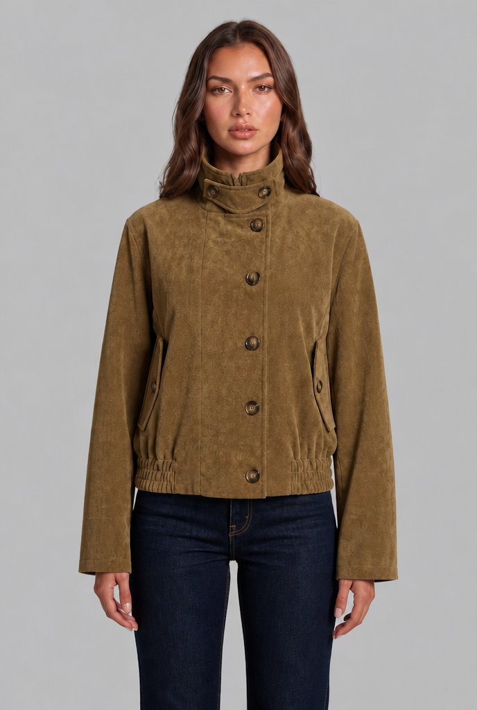Anna Suede Bomber Jacket Audrey Calvero