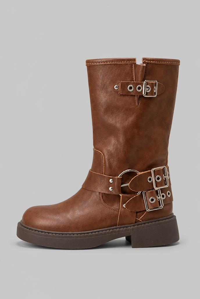 Buckle Strap Ankle Boots Audrey Calvero