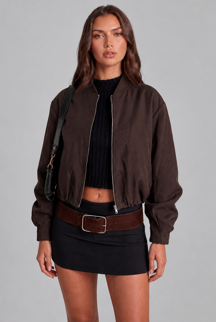 Anna Cropped Bomber Jacket Audrey Calvero