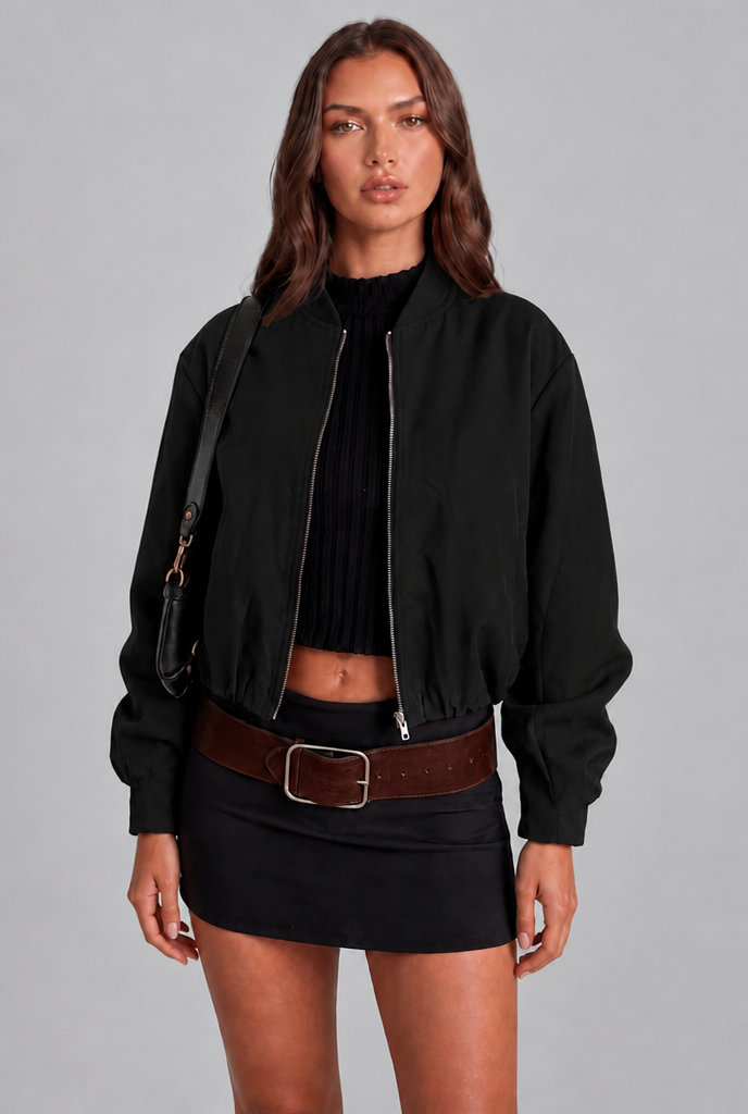 Anna Cropped Bomber Jacket Audrey Calvero