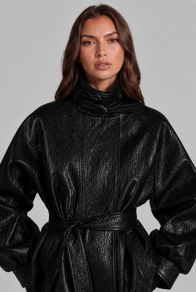 Annabelle Leather Jacket with Belt Audrey Calvero