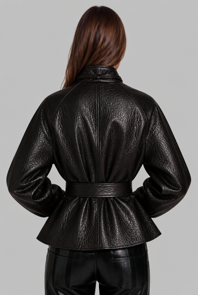 Annabelle Leather Jacket with Belt Audrey Calvero