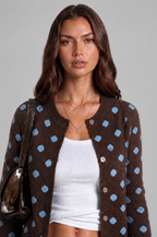 Polka Dot Knit Cardigan Audrey Calvero