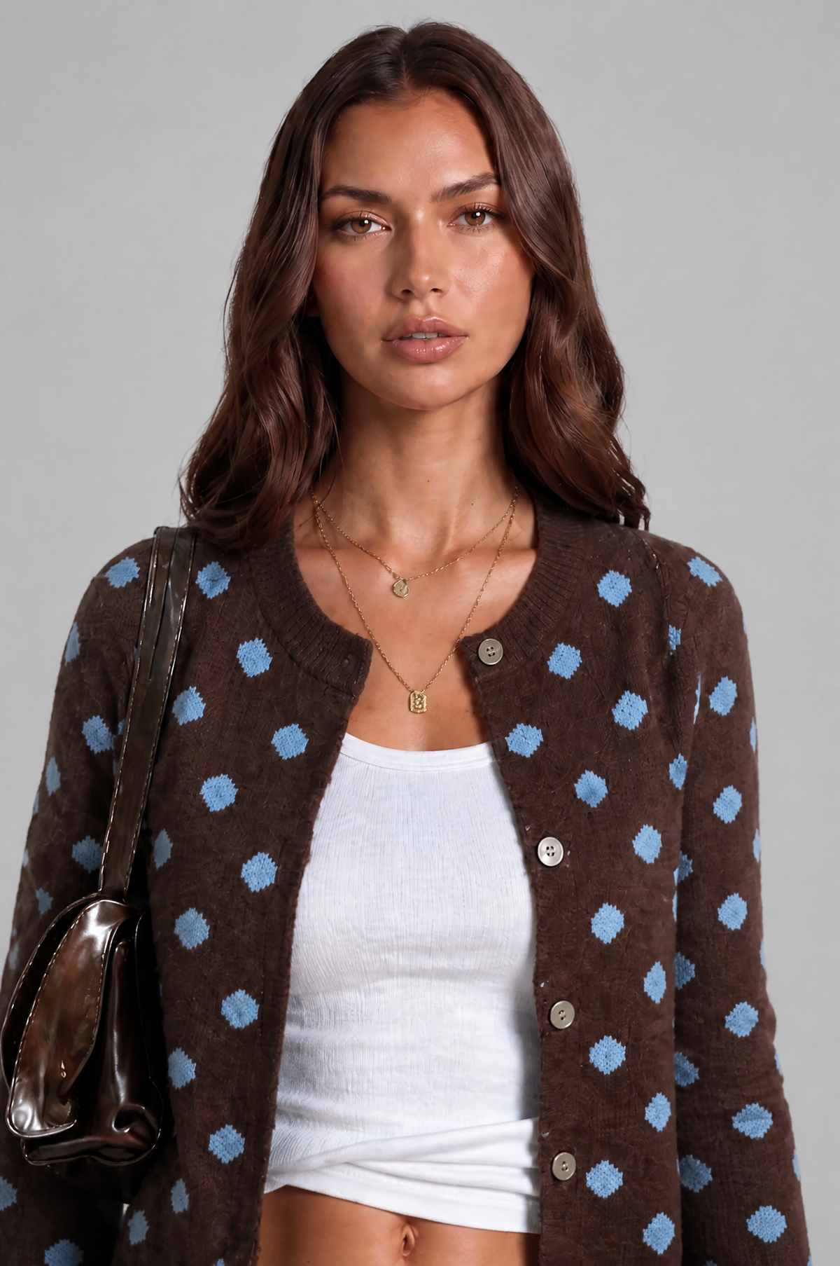 Polka Dot Knit Cardigan Audrey Calvero
