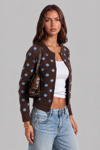 Polka Dot Knit Cardigan Audrey Calvero
