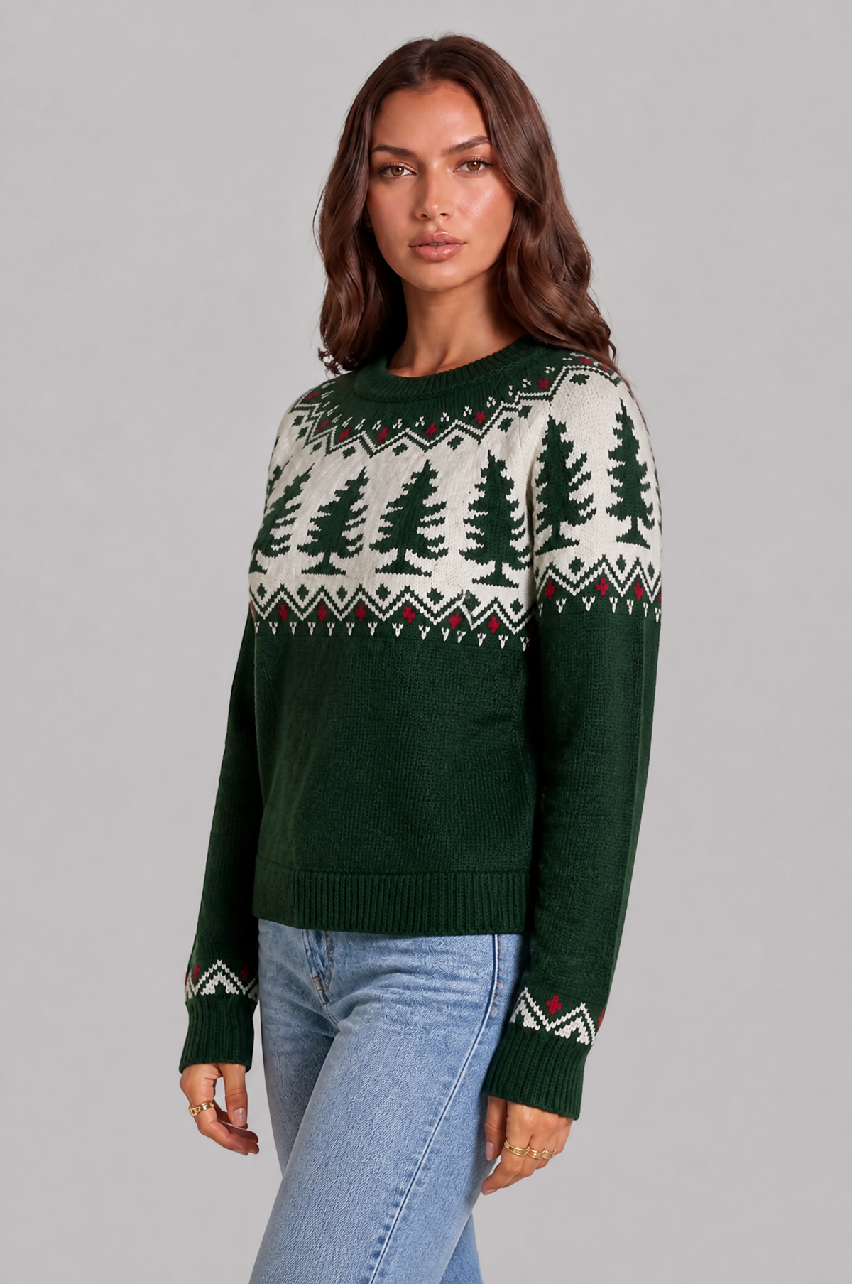 Pine Tree Fair Isle Christmas Jumper Audrey Calvero