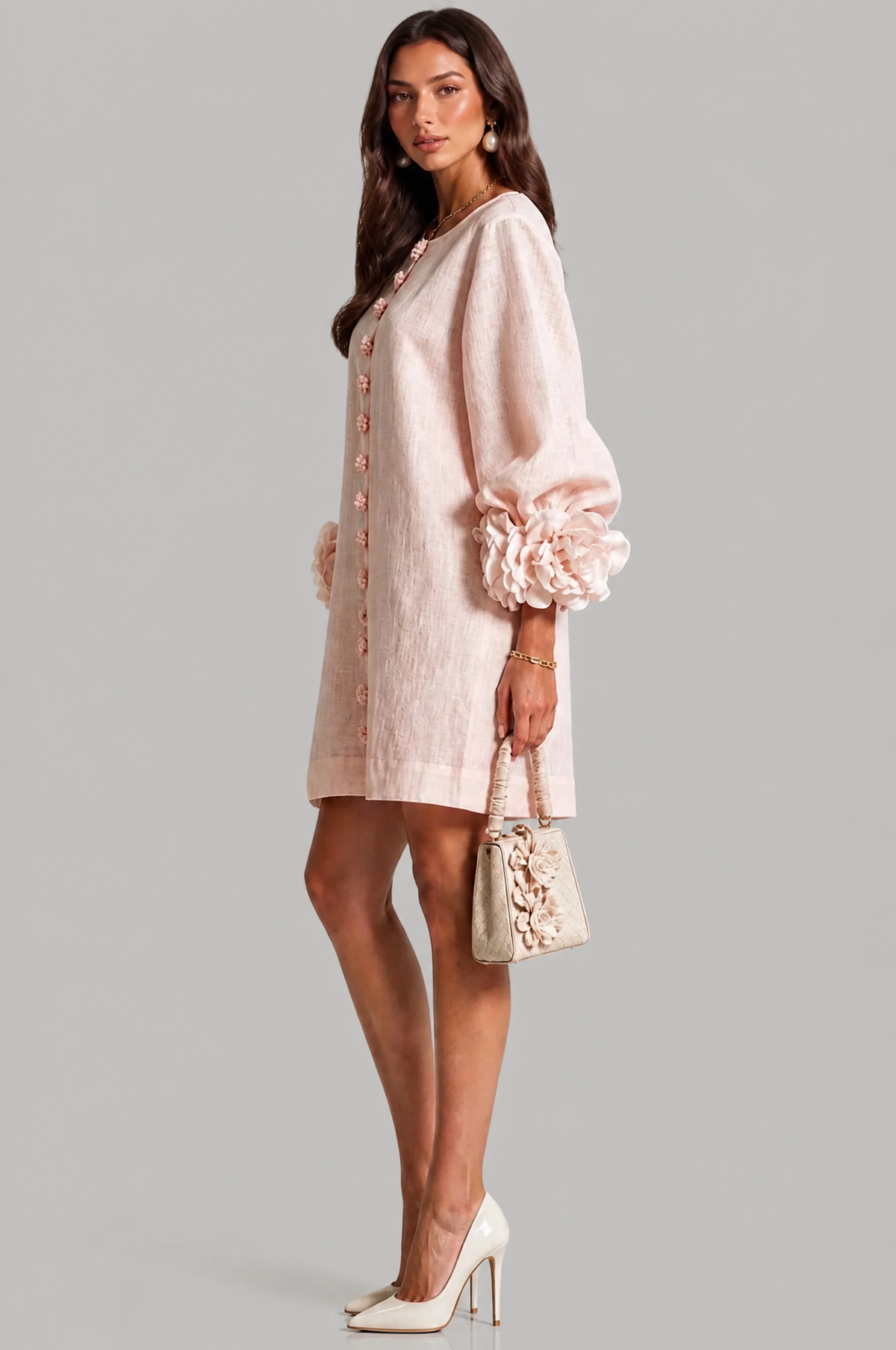 Rose Cuff Long Sleeve Mini Dress Audrey Calvero