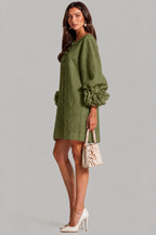 Rose Cuff Long Sleeve Mini Dress Audrey Calvero