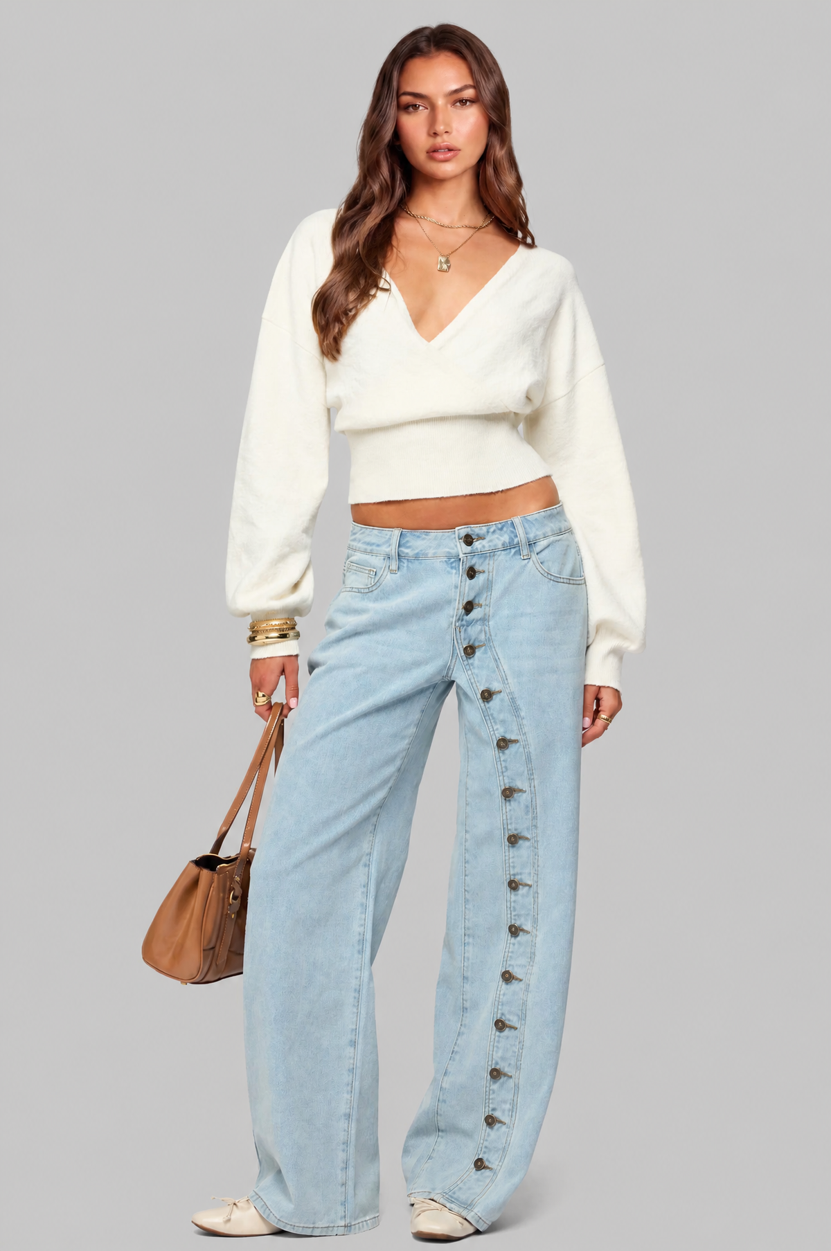 Cropped Wrap Knit Jumper Audrey Calvero