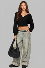 Cropped Wrap Knit Jumper Audrey Calvero