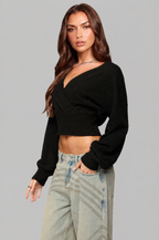 Cropped Wrap Knit Jumper Audrey Calvero