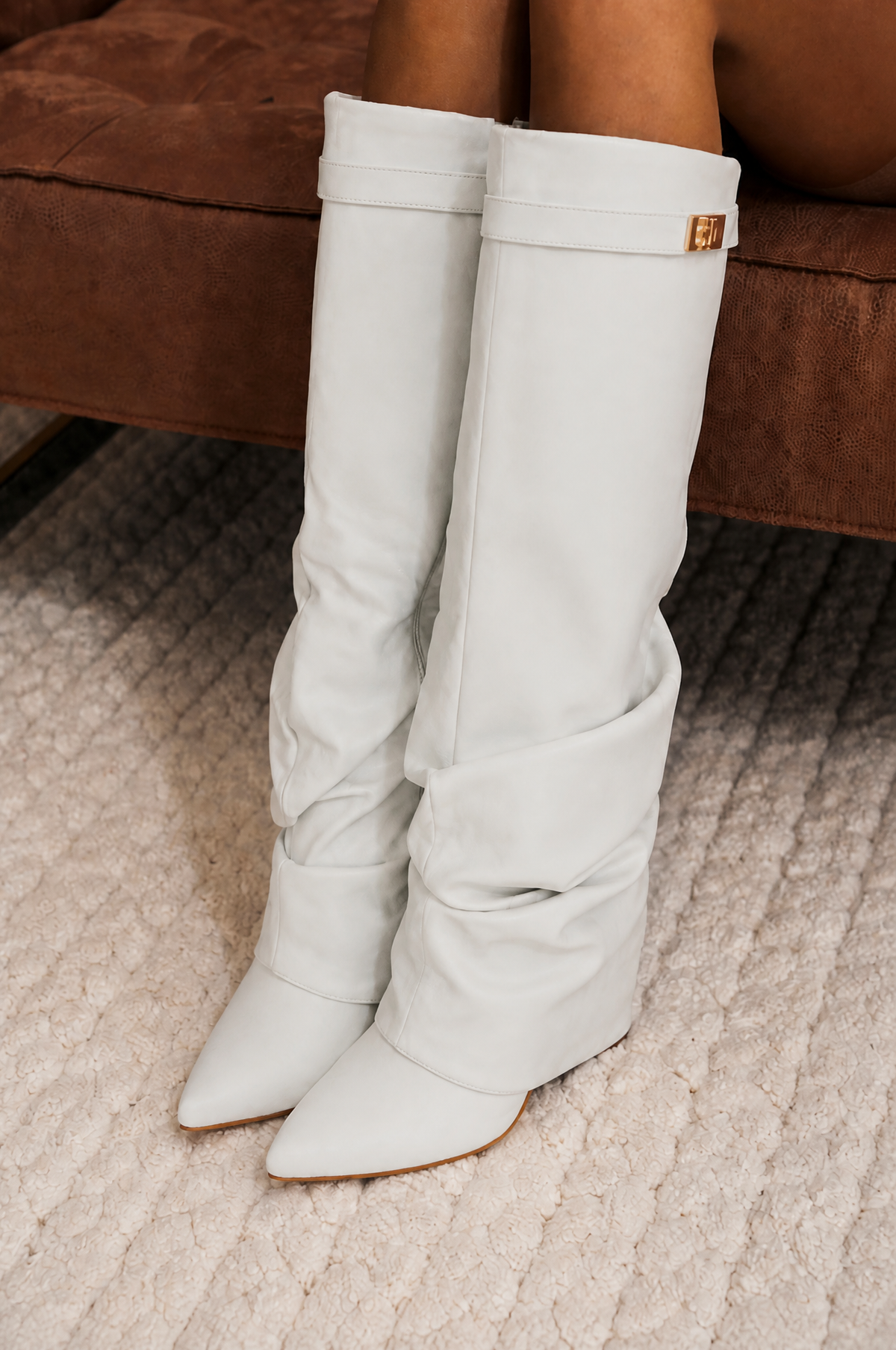 Slouchy Suede Knee High Boots Noor Laurent
