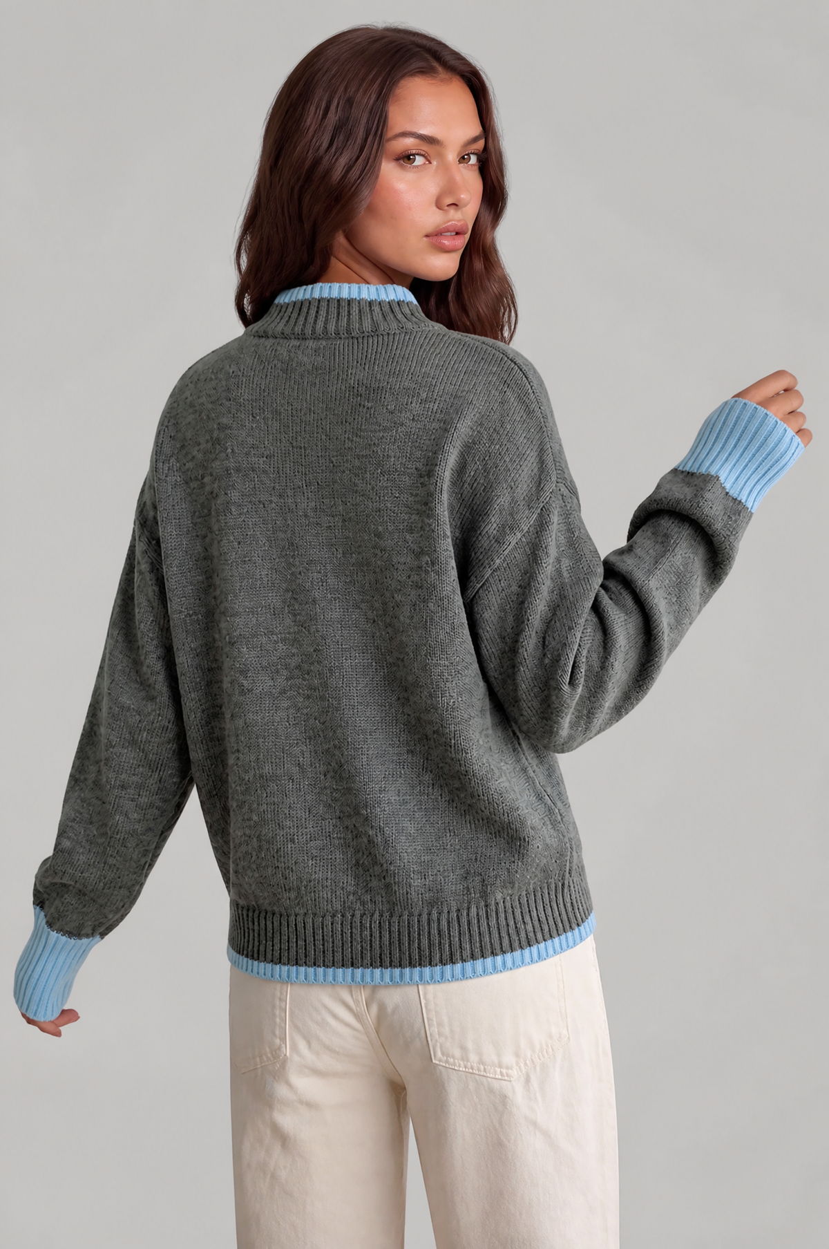 Contrast Trim Knit Jumper Audrey Calvero