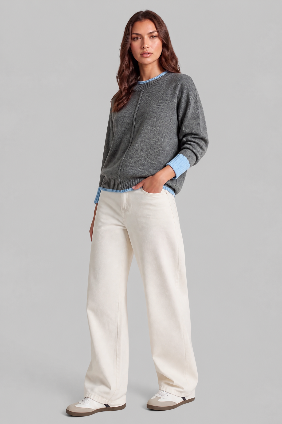 Contrast Trim Knit Jumper Audrey Calvero