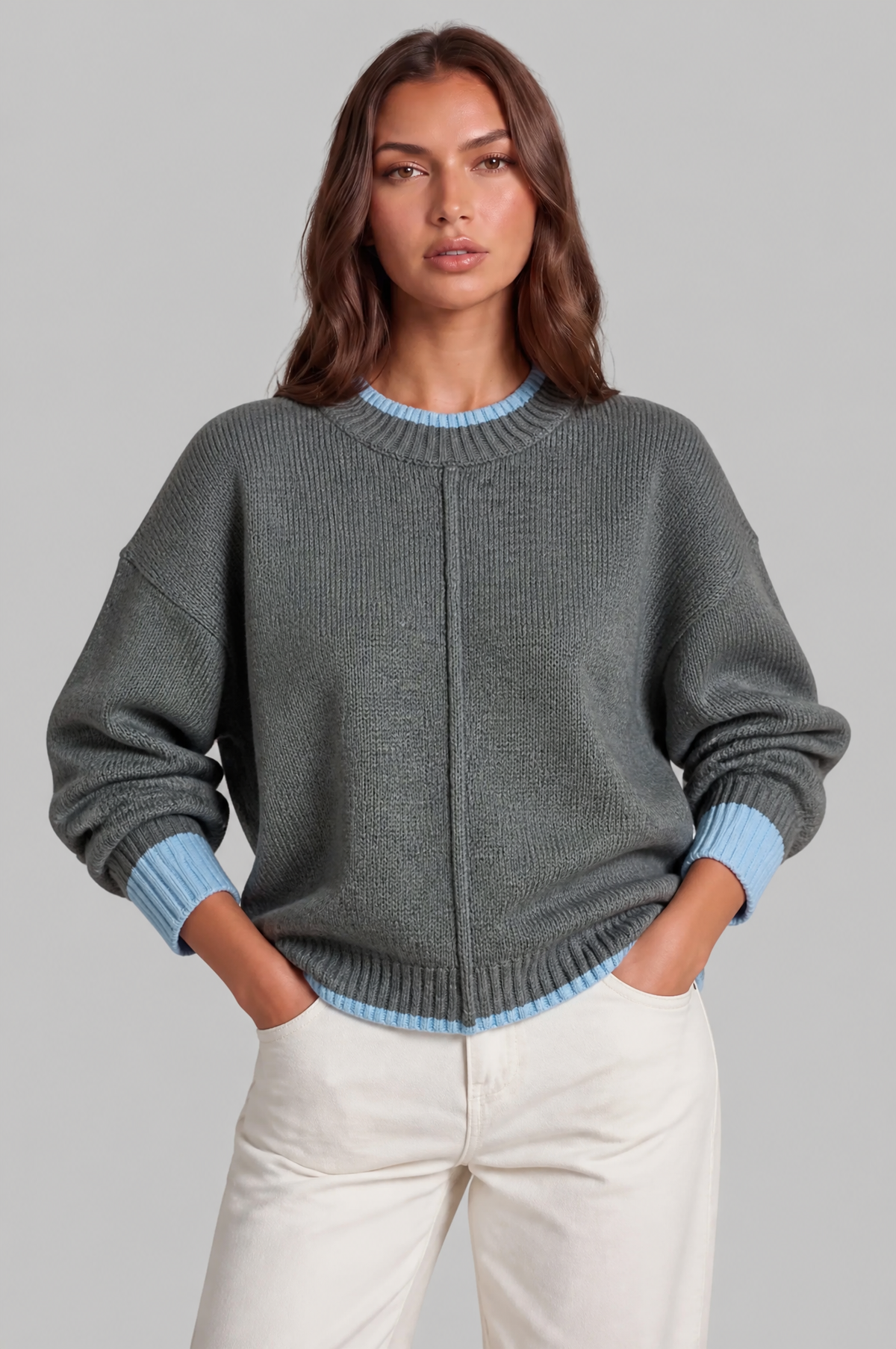 Contrast Trim Knit Jumper Audrey Calvero
