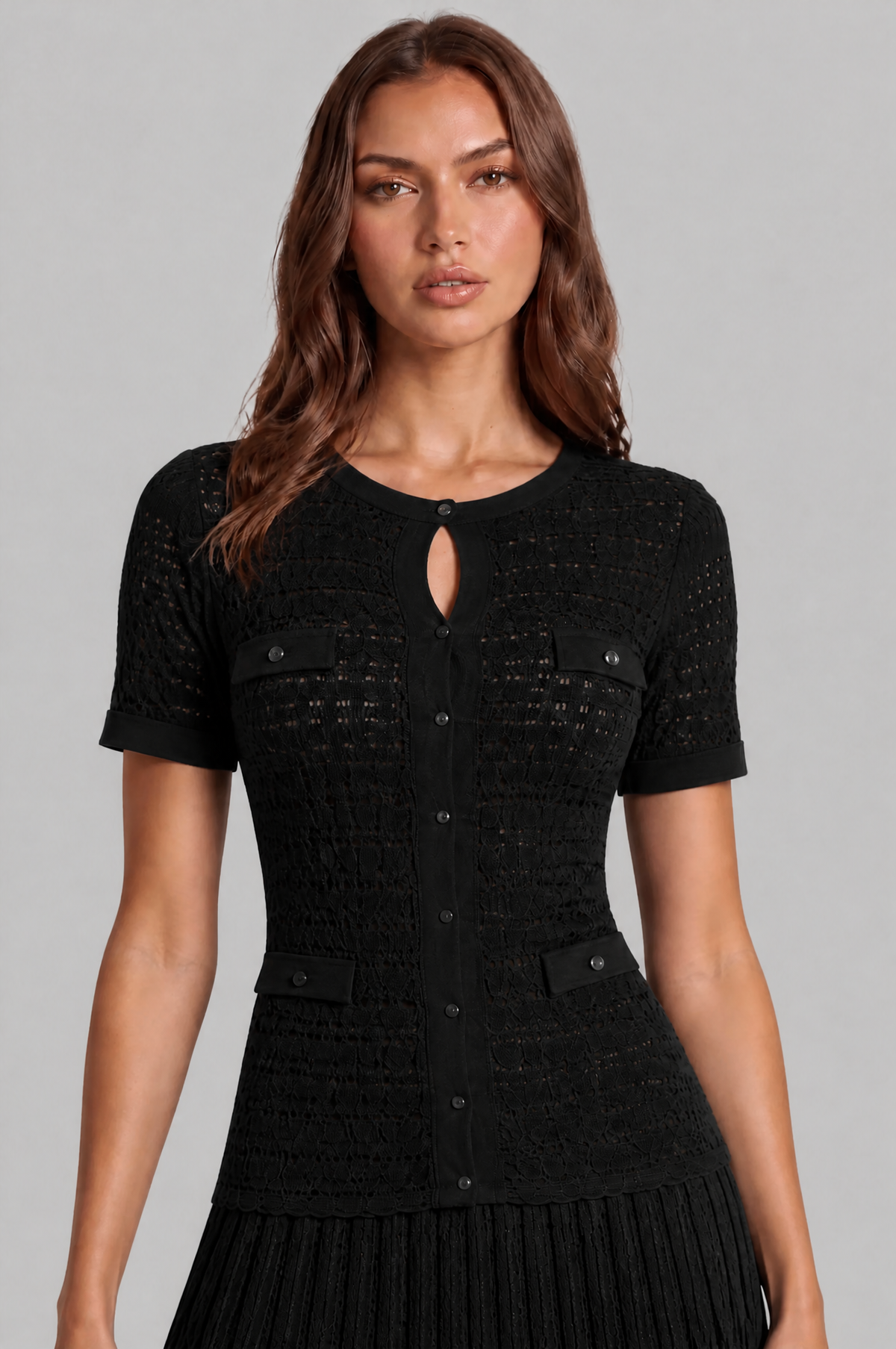 Knitted Button Front Maxi Dress Audrey Calvero