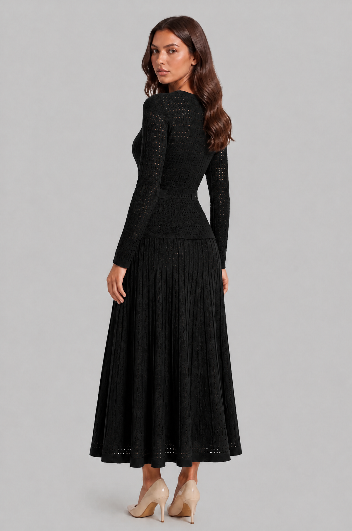 Knitted Button Front Maxi Dress Audrey Calvero